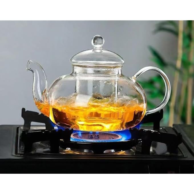 luksYol Cazadora Round Glass Tea Pot Borosilicate Glass Teapot Loose Leaf Tea Kettle 800 Ml Borosilicate Glass Heat Resistant Clear Leaf Teapot With Infuser Strainer For Microwavable And Stovetop Safe - Image 3