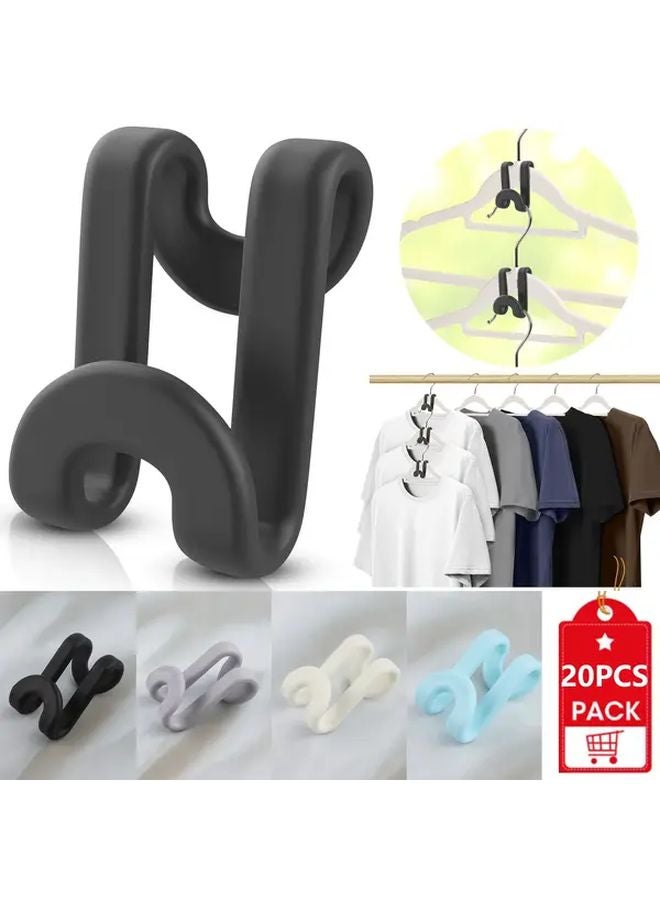 White Clothes Hanger Connector Hooks 20PCS Space Saving Heavy Duty Closet Extender - Image 2