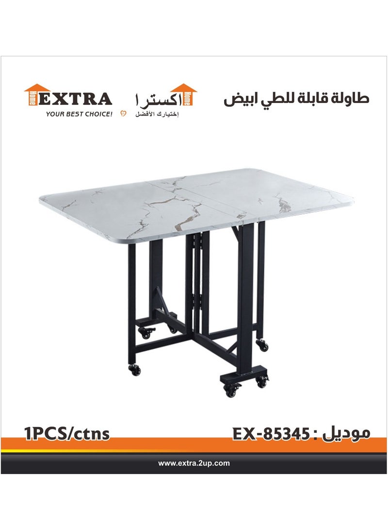 Extra Modern Folding Dining Table, Extendable Drop Leaf Design Folding Dining Table, Multifunctional Table with Carbon Steel Frame - Image 1