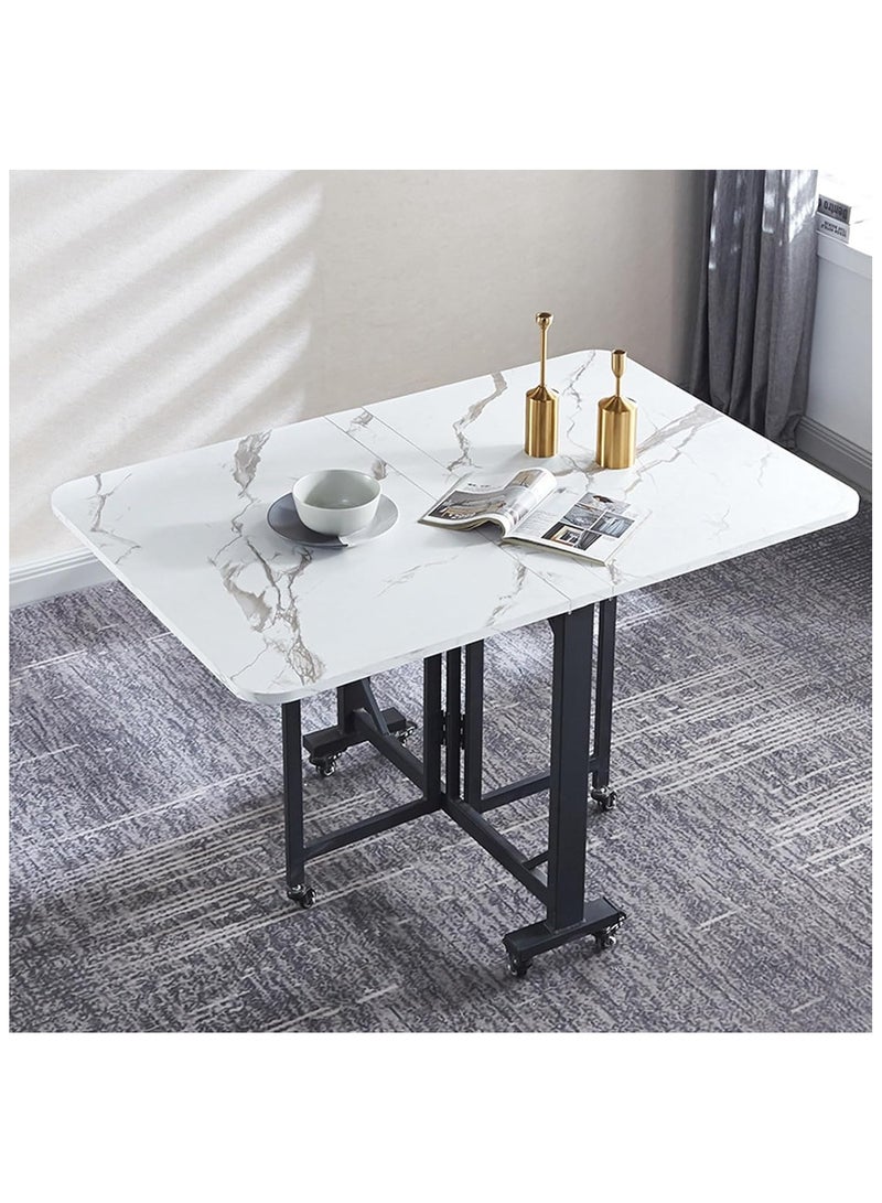 Extra Modern Folding Dining Table, Extendable Drop Leaf Design Folding Dining Table, Multifunctional Table with Carbon Steel Frame - Image 2