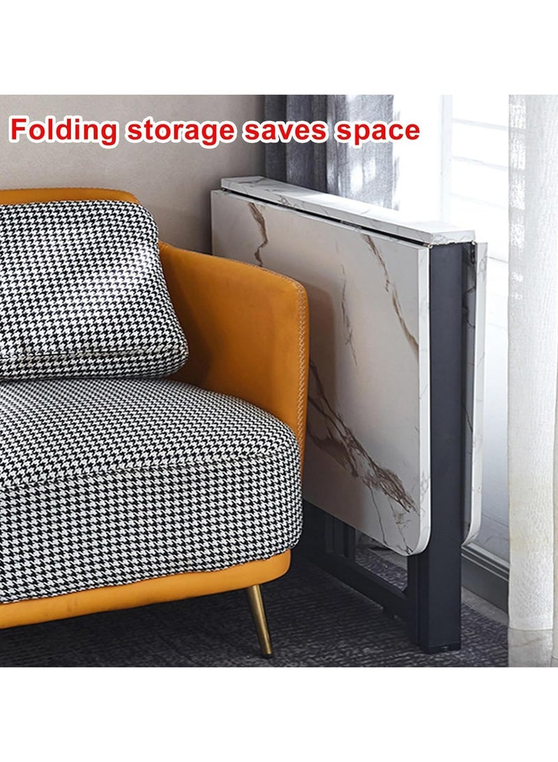 Extra Modern Folding Dining Table, Extendable Drop Leaf Design Folding Dining Table, Multifunctional Table with Carbon Steel Frame - Image 3