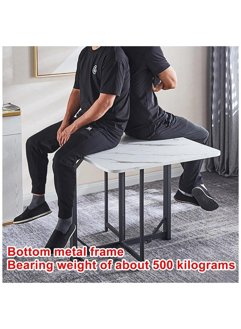Extra Modern Folding Dining Table, Extendable Drop Leaf Design Folding Dining Table, Multifunctional Table with Carbon Steel Frame - Image 4