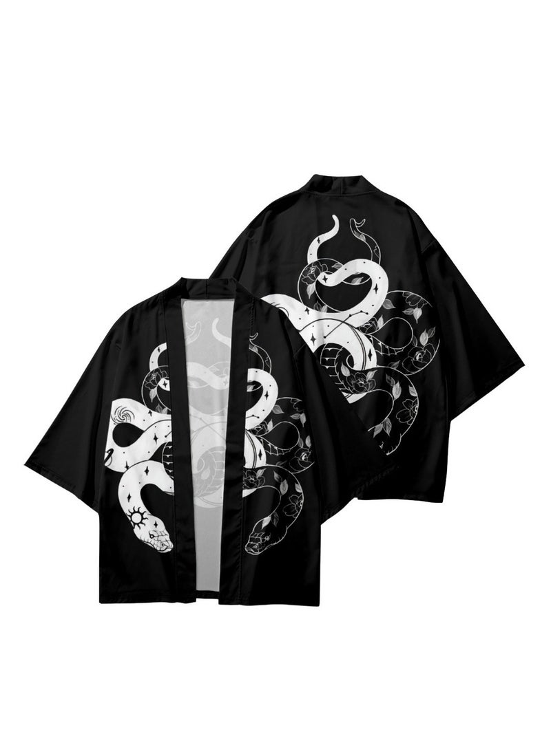 Loquat - Summer Feather Weaving Ethnic Style Kimono 3D Digital Printing Casual Sports Cloak - Image 1