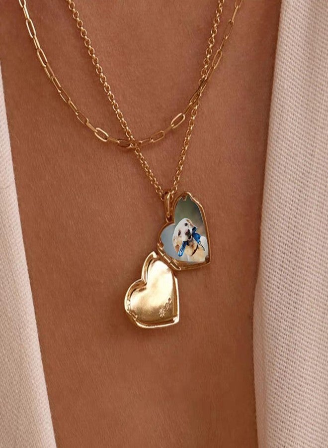 YOUFENG Love Heart Locket Necklace that Holds Pictures Photo Lockets Birthday Gifts Jewelry for Women - Image 2