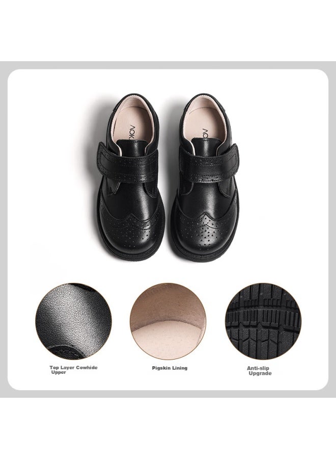Aokang Children's Shoes, Boys' Leather Shoes, Black Soft-soled Performance Shoes, Spring And Autumn New Style, Children's British-style Genuine Leather Performance Shoes For Older Kids - Image 2
