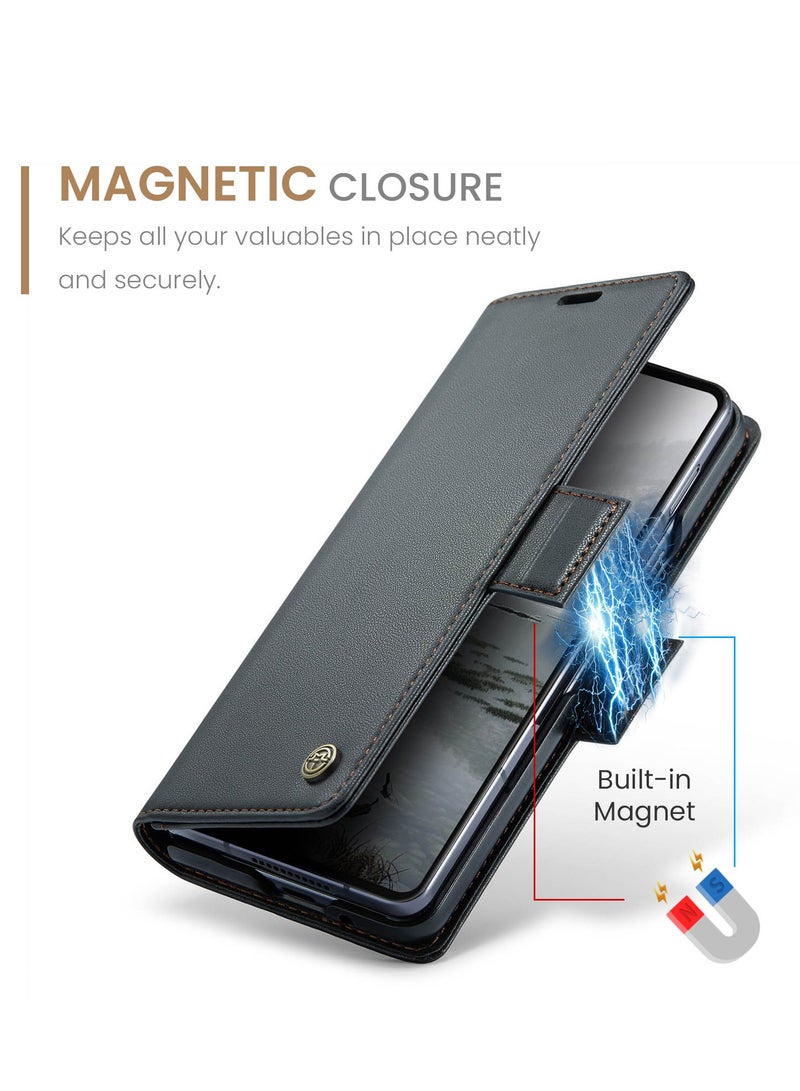 CaseMe For Samsung Galaxy Z Fold 7 Cover, PU Leather Flip Cover with Card Holder, RFID Blocking Magnetic Closure, Foldable Stand, Shockproof Wallet Case - Image 3