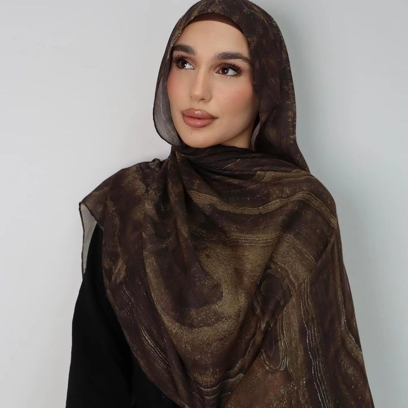 FANXIN Ethnic Style Satin Polyester Shawl Wrap for Women - Elegant Floral Design, Lightweight Scarf for All Seasons