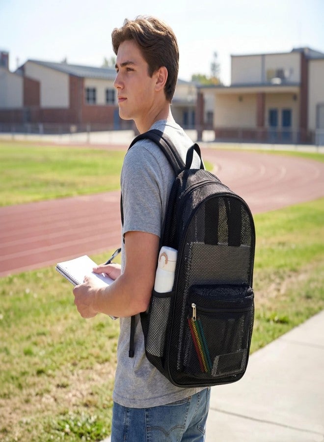 COVAX Heavy Duty Mesh Backpack, See Through College Backpack with Padded Shoulder Straps for Swimming, Outdoor Sports - Image 2