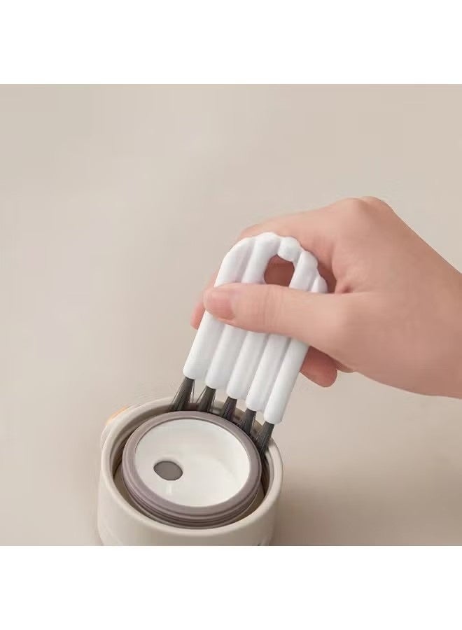 Uliova Multifunctional Flexible Gap Cleaning Brush 4.5*10cm, Dense PP Bristles Tiny Crevice Scrubber for Cup Lid, Baby Bottle, Keyboard, Kitchen Household Deep Clean, White - Image 2