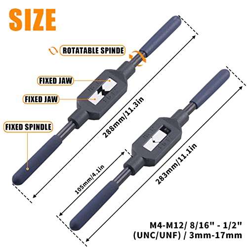 MRELC Adjustable Tap Reamer Wrench Handle, Alloy Steel, 8/16-1/2 Inch - Image 2