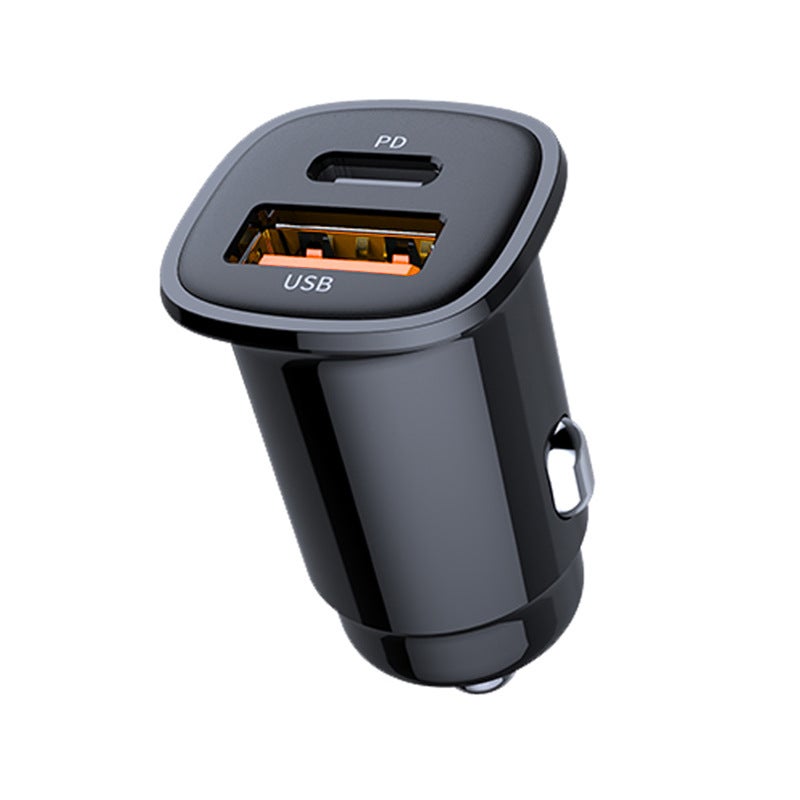 30W pd double port Super fast charging usb car charger for car mini car charging USB, Type-C interface black - Image 1