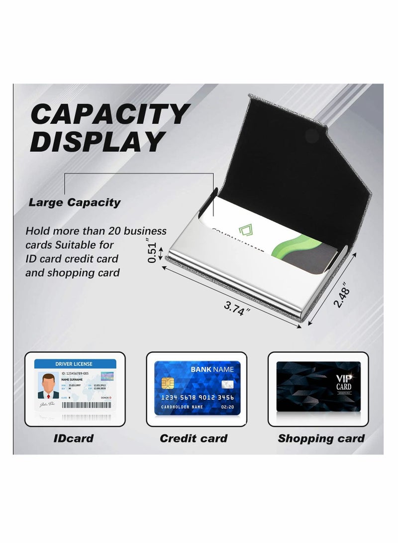 واي آند دي 3 Pcs Business Card Holder Luxury PU Leather Name Stainless Steel Multi Case Wallet for Men Women Colors (Stylish Style) - Image 2
