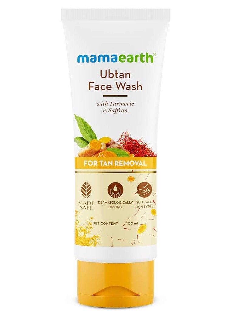 Mama Earth Ubtan Natural Face Wash for All Skin Type with Turmeric & Saffron for Tan removal and Skin brightning 100 ml - SLS & Paraben Free - Image 5