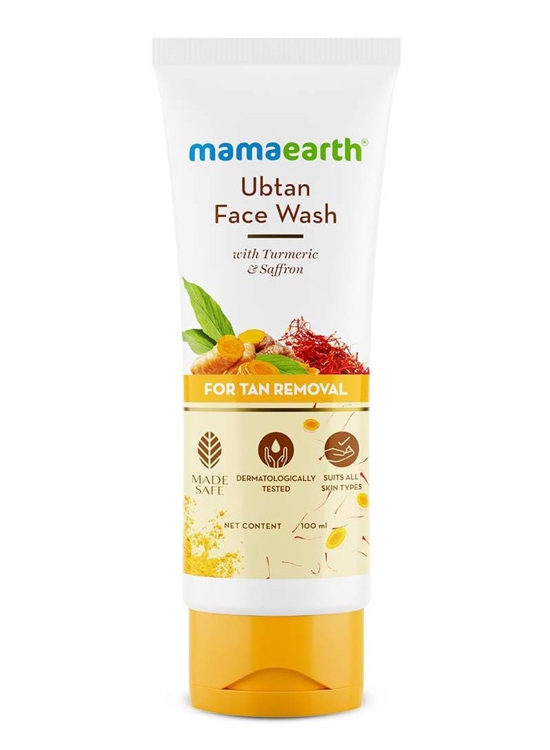 Mama Earth Ubtan Natural Face Wash for All Skin Type with Turmeric & Saffron for Tan removal and Skin brightning 100 ml - SLS & Paraben Free - Image 4