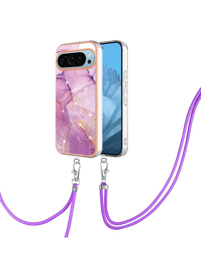 S-TOP Case For Google Pixel 9 Pro XL Electroplating Marble Dual-side IMD Phone Case with Lanyard - Image 1