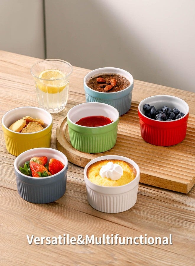 Hasense Ramekins Oven Safe, 8 oz Ramekins for Baking Souffle Set of 6, Ceramic Dipping Sauce Cups for Pudding, Ice Cream, Custard, Dessert Bowls Porcelain, Dishwasher Safe, Multi color - Image 4