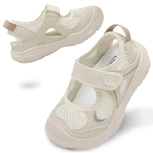 JOINFREE Toddler Water Shoes Girls Boys Summer Beach Sandals Kids Barefoot Swim Aqua Sneakers Wide Breathable Quick Dry for Outdoor Water Sports Pool River Beige Size 6 - Image 1