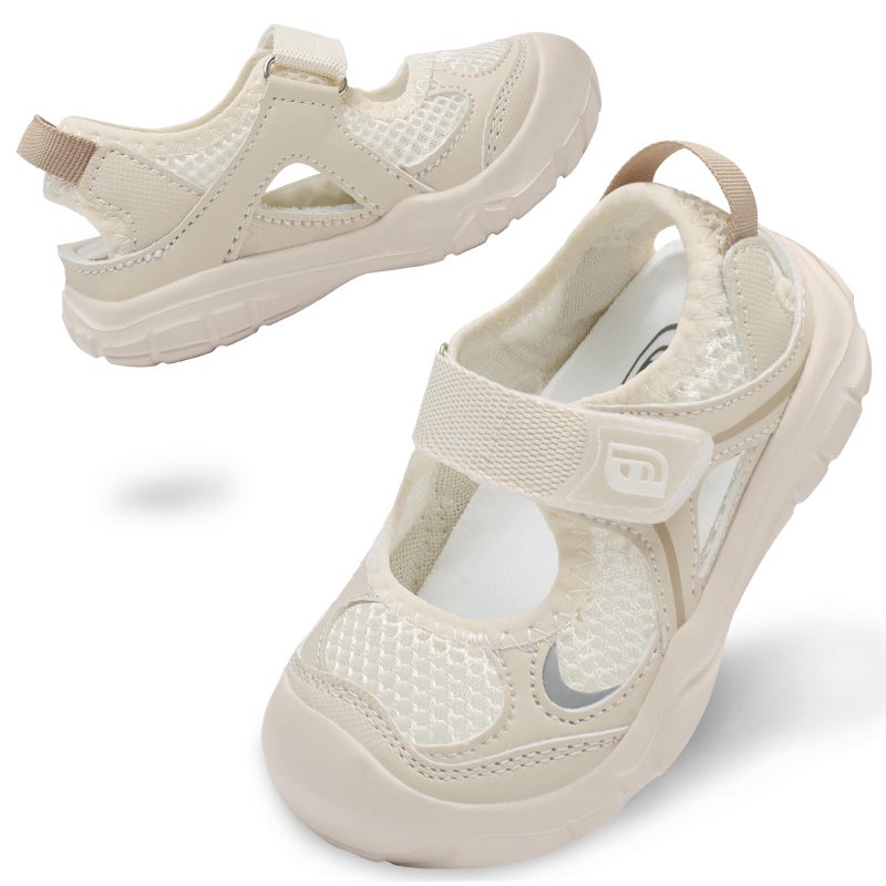 JOINFREE Toddler Water Shoes Girls Boys Summer Beach Sandals Kids Barefoot Swim Aqua Sneakers Wide Breathable Quick Dry for Outdoor Water Sports Pool River Beige Size 6 - Image 2