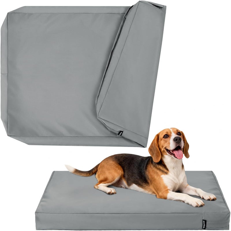 PAWFINITY Waterproof Dog Bed Cover Replacement Washable, Easy to Clean, Pet Hair Resistant, Heavy Duty Oxford, Zipper Closure, Indoor/Outdoor Use, Fits 36 Inch Dog Crate -Large, 35"x 22"x 3.5", Grey - Image 1