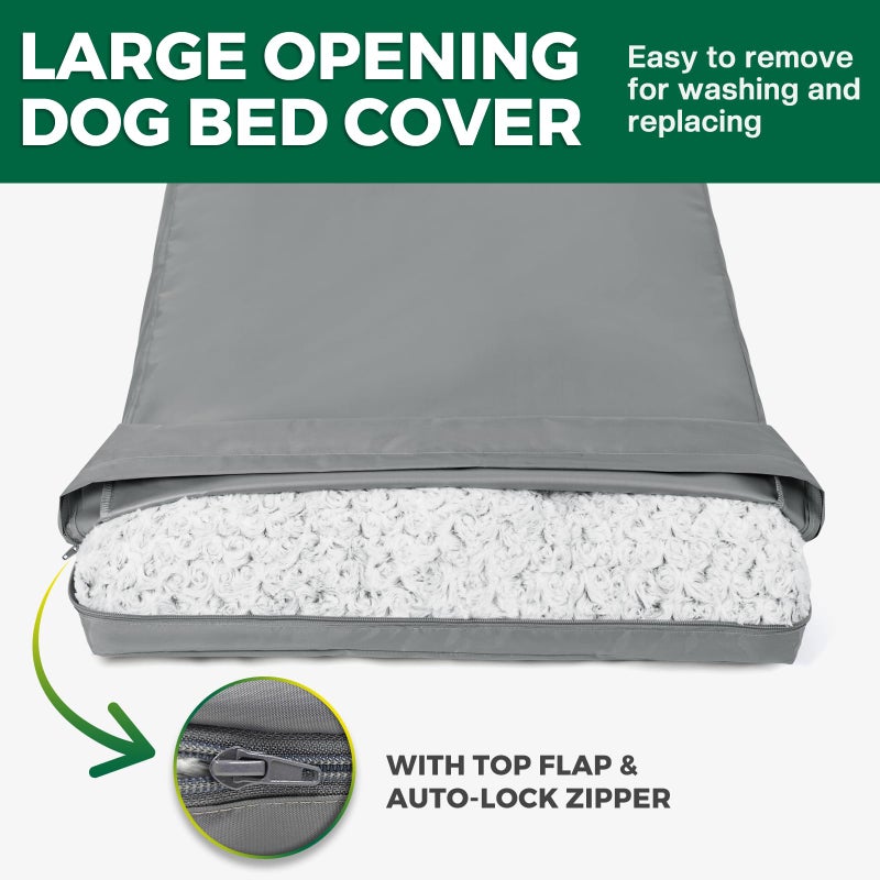PAWFINITY Waterproof Dog Bed Cover Replacement Washable, Easy to Clean, Pet Hair Resistant, Heavy Duty Oxford, Zipper Closure, Indoor/Outdoor Use, Fits 36 Inch Dog Crate -Large, 35"x 22"x 3.5", Grey - Image 5