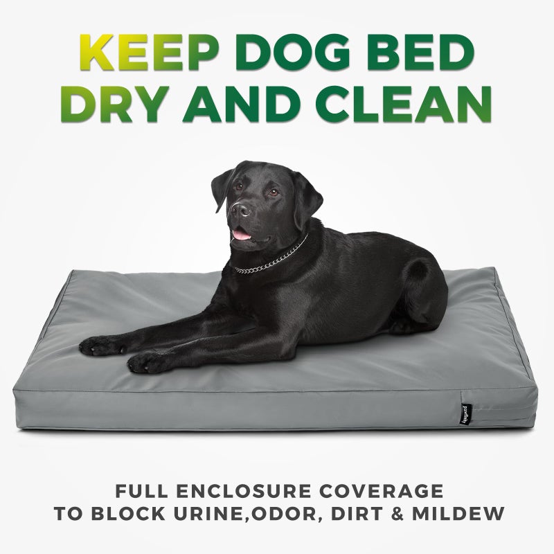 PAWFINITY Waterproof Dog Bed Cover Replacement Washable, Easy to Clean, Pet Hair Resistant, Heavy Duty Oxford, Zipper Closure, Indoor/Outdoor Use, Fits 36 Inch Dog Crate -Large, 35"x 22"x 3.5", Grey - Image 2