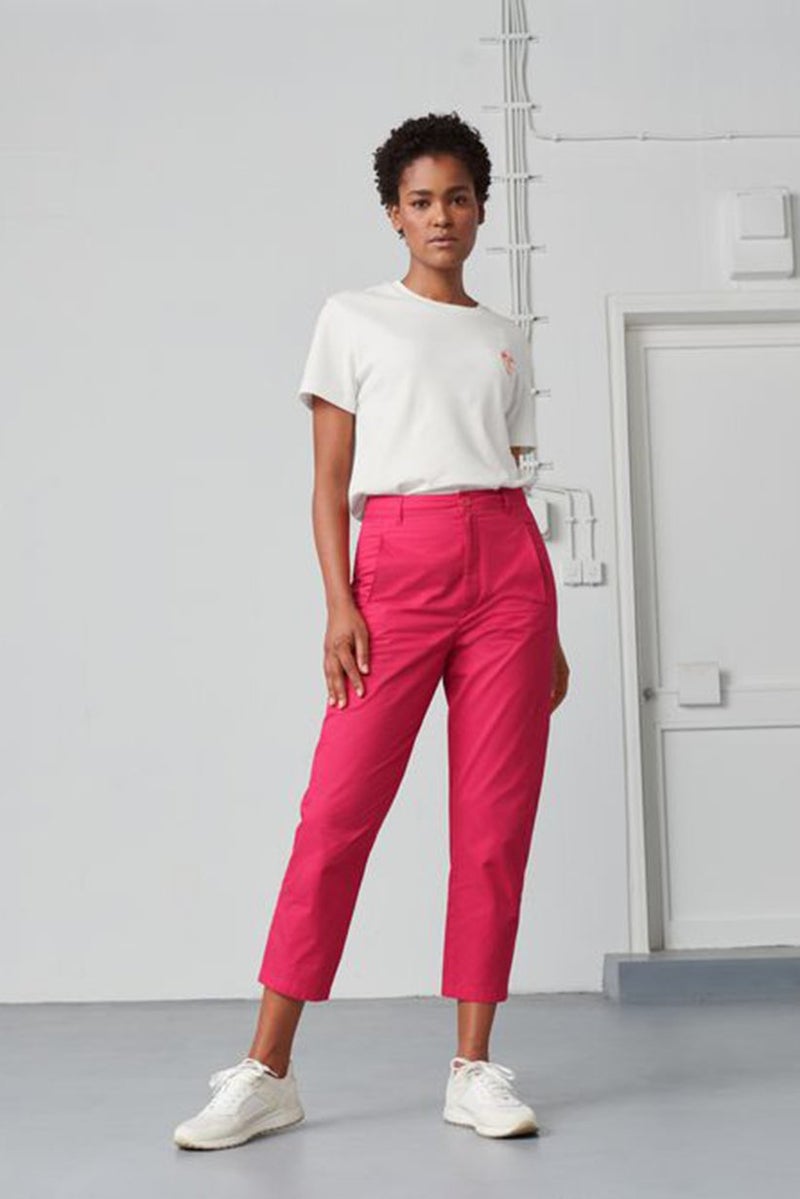 Tchibo Women Regular Fit Stretchable Trouser Pants, Pink - Image 1