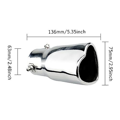 OtpOutopa Car Exhaust Tip 2.5 inch Inlet, Universal Heart Shaped Exhaust Pipe Straight Muffler Tip Modification Tail Pipe Stainless Steel Tail Throat, Adjustable Thickened Pipe - Image 3