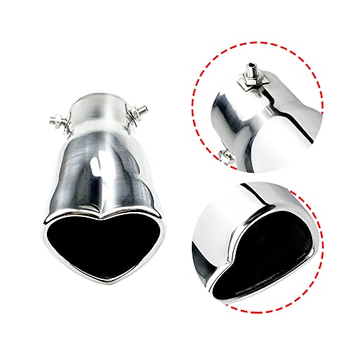 OtpOutopa Car Exhaust Tip 2.5 inch Inlet, Universal Heart Shaped Exhaust Pipe Straight Muffler Tip Modification Tail Pipe Stainless Steel Tail Throat, Adjustable Thickened Pipe - Image 4