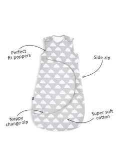 Snuz Pouch Sleeping Bag Fir Infant And Baby Clever Nappy Change Zip 100% Cotton For Temperatures If 21 - 23 Celsius Suitable From 0 To 6 Months Colour Cloud Nine Maximum Baby Length 68 Cm  - Image 2