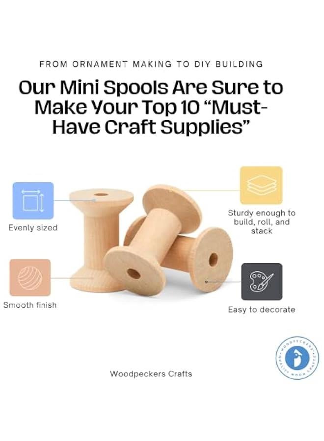 Arabest Hourglass Wooden Spools 1-1/8 x 7/8-inch Pack of 25 Birch Wood spools for Crafts and Unfinished Wood Ornaments by - Image 4