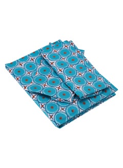 Home-Tex Design 3 Piece Hometex Design 100% Cotton Printed Flat Sheet Set ENERGIE BLUE - 1 Flat Sheet (240x260 cm) + 2 Pillow Covers (50x80 cm)  - Image 1