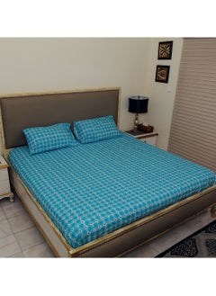 Home-Tex Design 3 Piece Hometex Design 100% Cotton Printed Flat Sheet Set ENERGIE BLUE - 1 Flat Sheet (240x260 cm) + 2 Pillow Covers (50x80 cm)  - Image 4