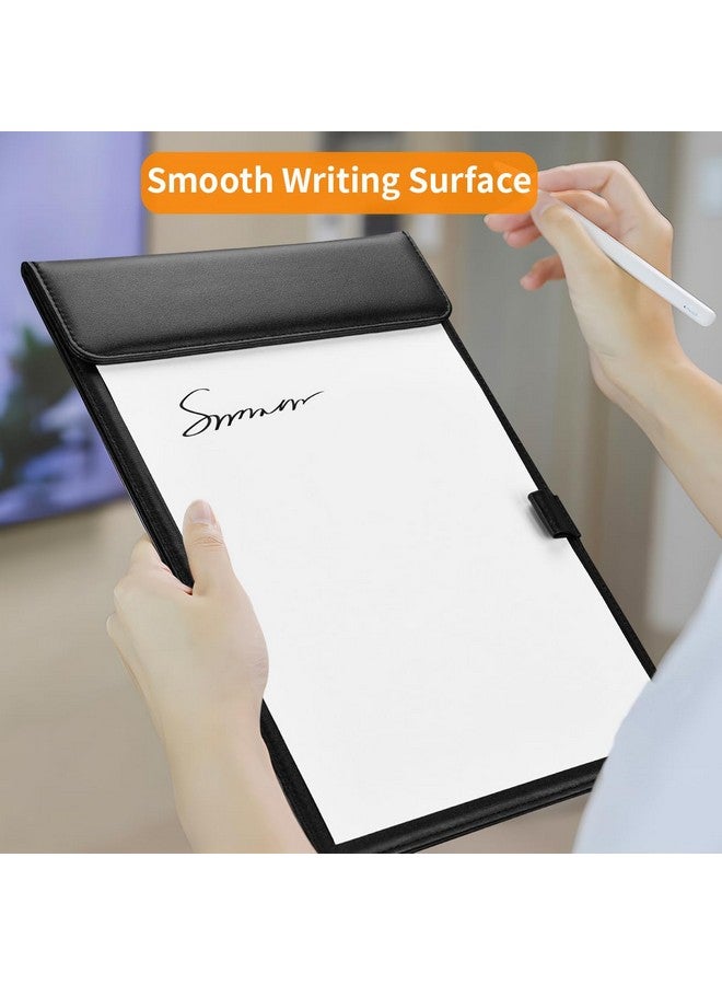 KINGFOM Pu Leather Hardboard Office Clipboard Magnetic Clip A4 Letter Size Clip Boards With Pen Holder For Nurses Students Teacher Black - Image 4
