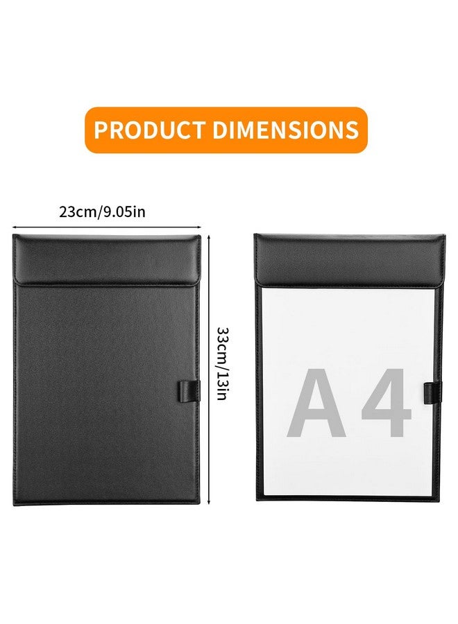 KINGFOM Pu Leather Hardboard Office Clipboard Magnetic Clip A4 Letter Size Clip Boards With Pen Holder For Nurses Students Teacher Black - Image 2