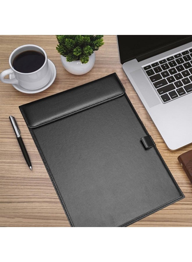 KINGFOM Pu Leather Hardboard Office Clipboard Magnetic Clip A4 Letter Size Clip Boards With Pen Holder For Nurses Students Teacher Black - Image 5