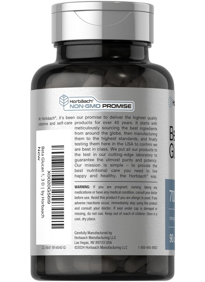 Horbaach Horbäach Beta Glucan 1 3D 700 mg | 90 Capsules | Beta 1,3, 1,6 D Glucan | Non-GMO, Gluten Free Supplement  - Image 3