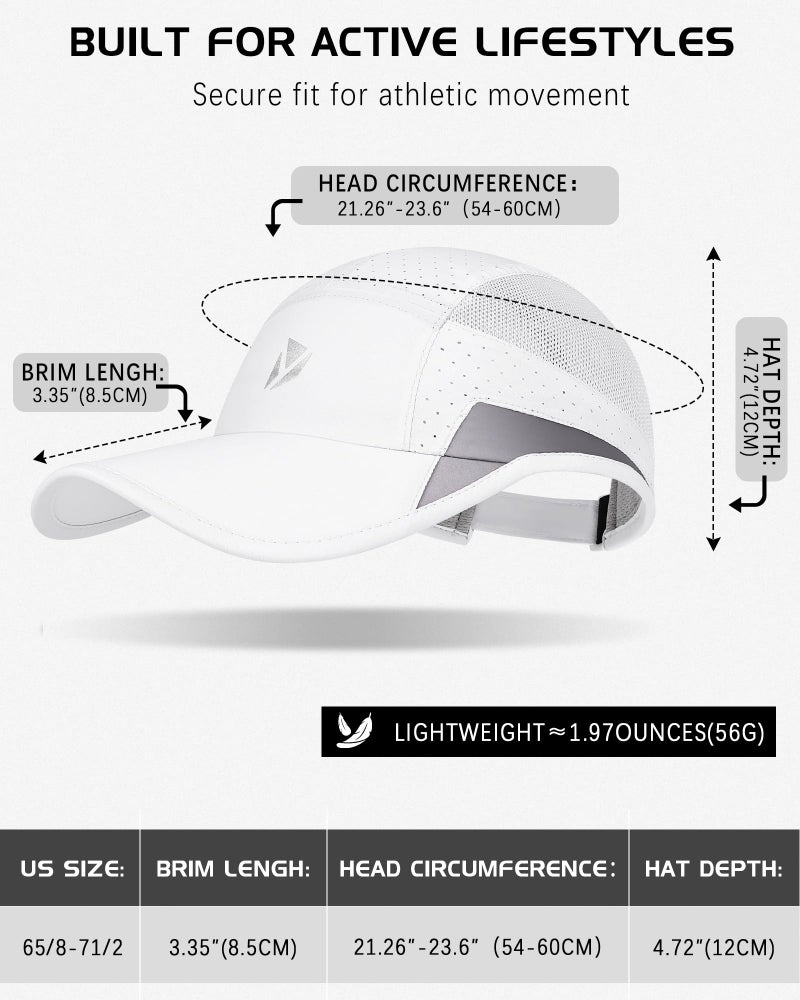 YANIKY Running Hat for Men & Women, Quick-Dry Lightweight Baseball Cap,UPF 50+ Reflective Breathable Sport Hats for Outdoor Golf, Hiking White - Image 3