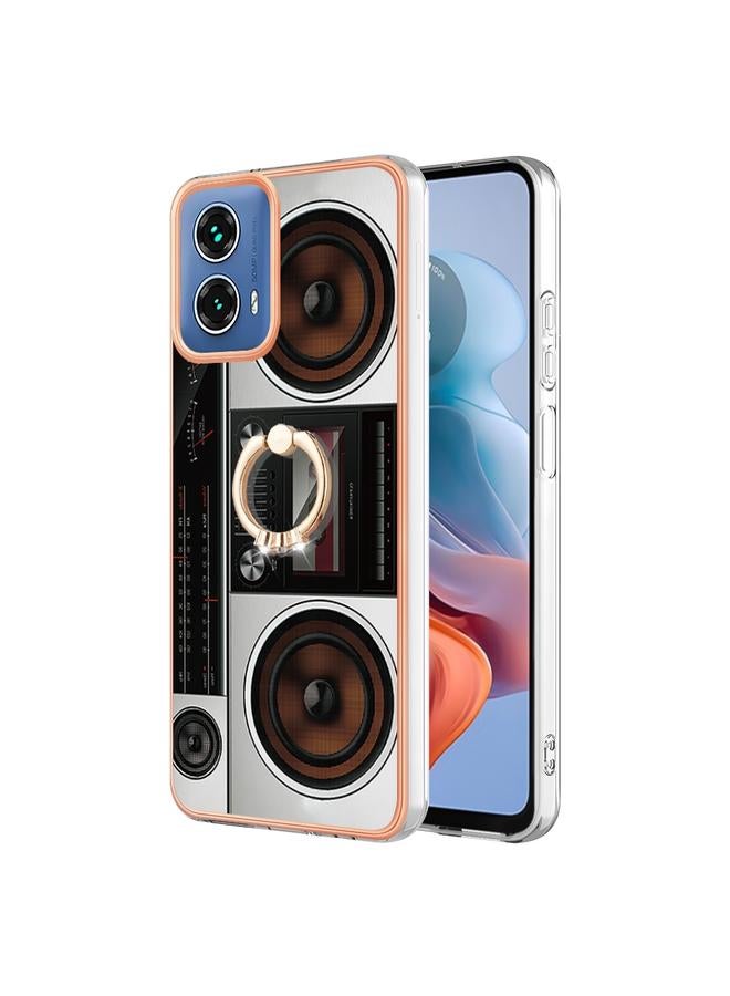 اس-توب جراب لهاتف Motorola Moto G34 مطلي بالكهرباء من الجانبين مع حامل حلقي - Image 1