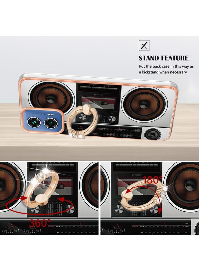 اس-توب جراب لهاتف Motorola Moto G34 مطلي بالكهرباء من الجانبين مع حامل حلقي - Image 3