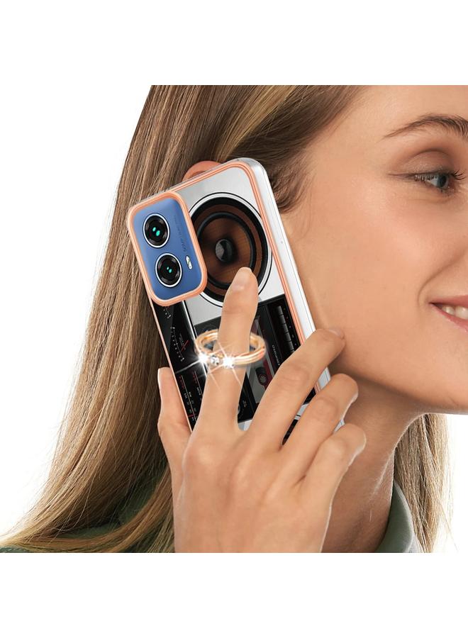 اس-توب جراب لهاتف Motorola Moto G34 مطلي بالكهرباء من الجانبين مع حامل حلقي - Image 5