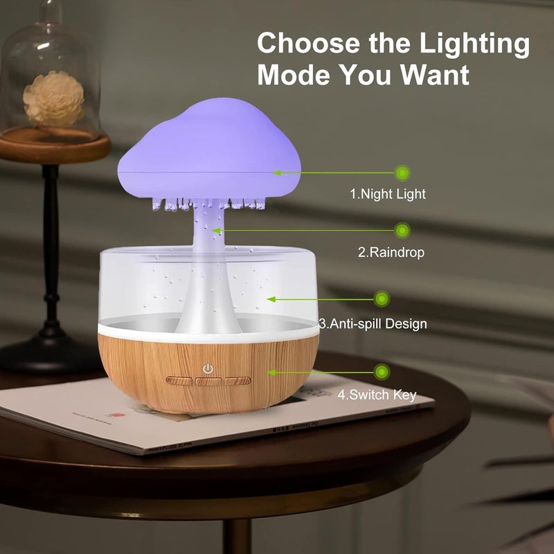 Illuminati store Humidifier for Home and Cloud Rain Diffuser and Snuggle Cloud Light Humidifier Raindrop Humidifier Relaxing Sound Essential Oil Diffuser for Home Office Rain Cloud Humidifier - Image 4