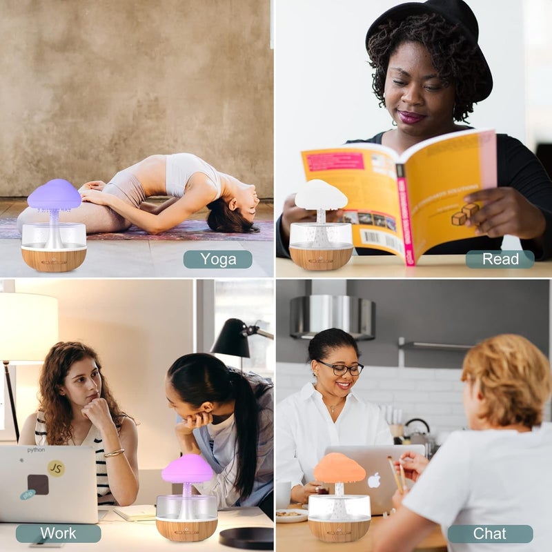 Illuminati store Humidifier for Home and Cloud Rain Diffuser and Snuggle Cloud Light Humidifier Raindrop Humidifier Relaxing Sound Essential Oil Diffuser for Home Office Rain Cloud Humidifier - Image 2