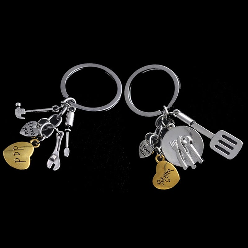 2pcs Letter Design Alloy Key Chains Mother's Day Father's Day - Image 3