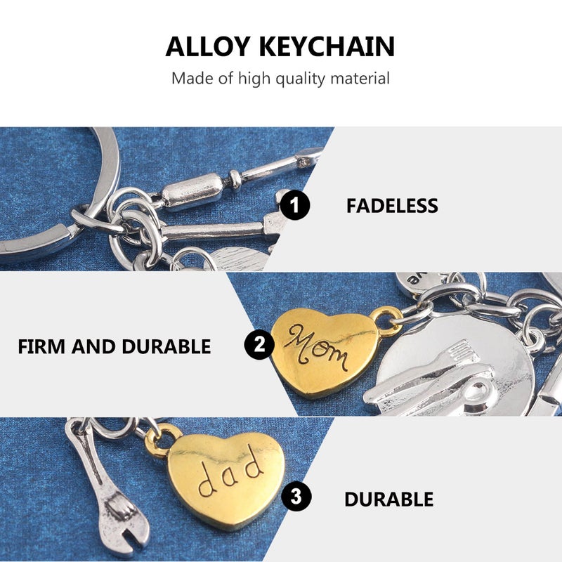 2pcs Letter Design Alloy Key Chains Mother's Day Father's Day - Image 5