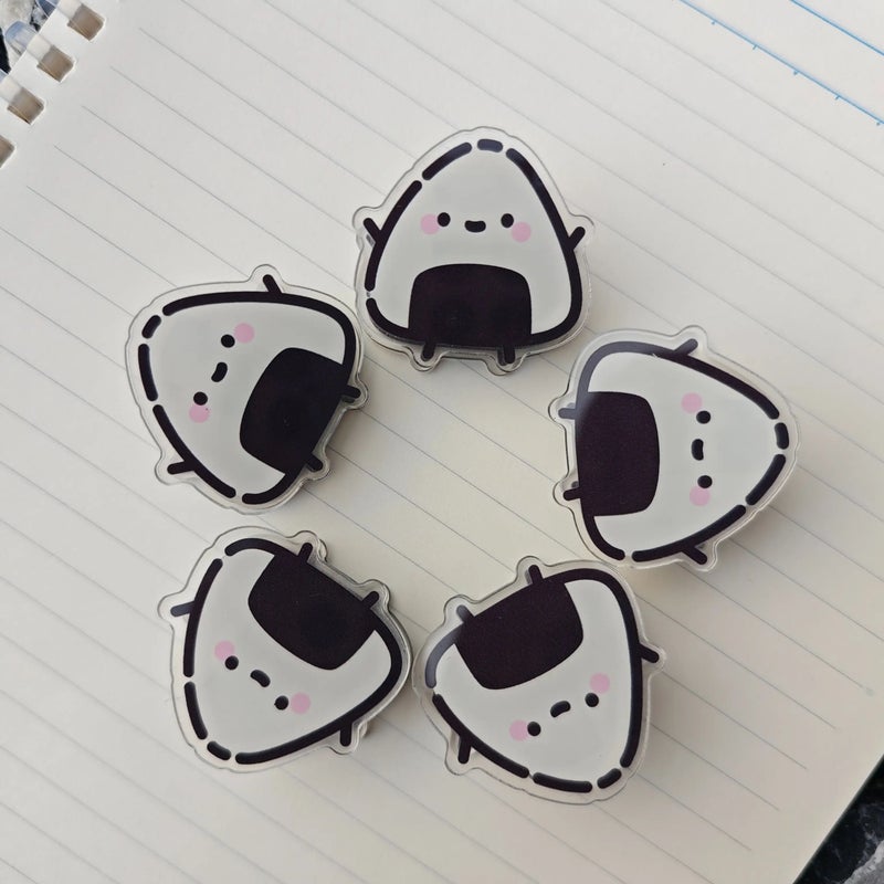 5pcs Cute Rice And Vegetable Roll Memo Clips Double Sided Bow Page Clips For Books Photos Anime Style Acrylic Bookmark Clips Gift Set - Image 3
