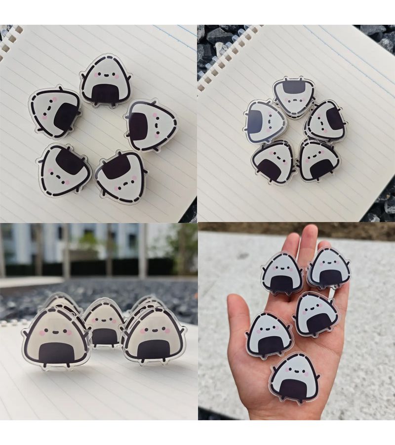 5pcs Cute Rice And Vegetable Roll Memo Clips Double Sided Bow Page Clips For Books Photos Anime Style Acrylic Bookmark Clips Gift Set - Image 1