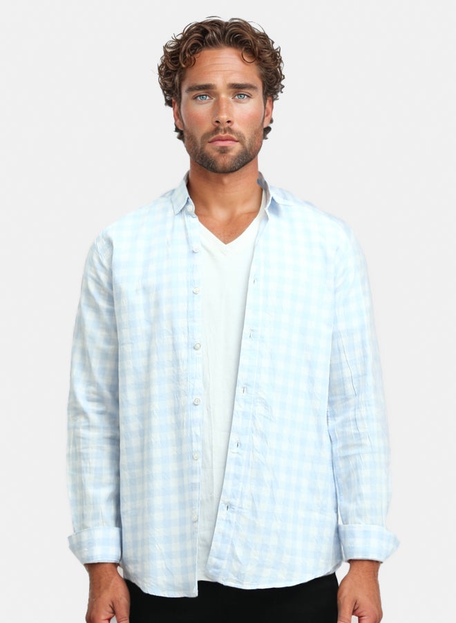 RAVIN Baby Blue & White Caro Long Sleeves Shirt - Image 1