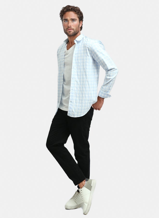 RAVIN Baby Blue & White Caro Long Sleeves Shirt - Image 4