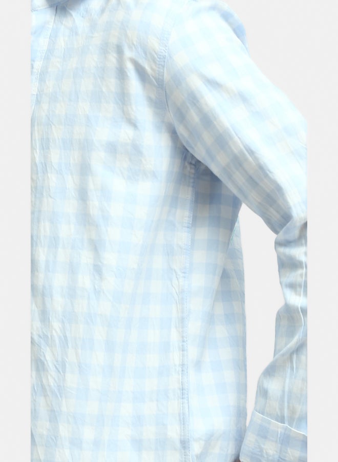 RAVIN Baby Blue & White Caro Long Sleeves Shirt - Image 3
