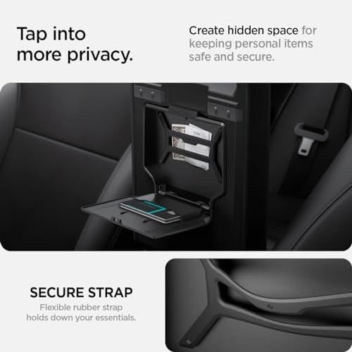 Spigen One-Tap Hidden Storage Box Designed for New Tesla Model Y 2025/2026 Refresh (Juniper) and Tesla Model 3 2025/2024 Refresh (Highland) Center Console Organizer Armrest (Carbon Edition) - Image 3